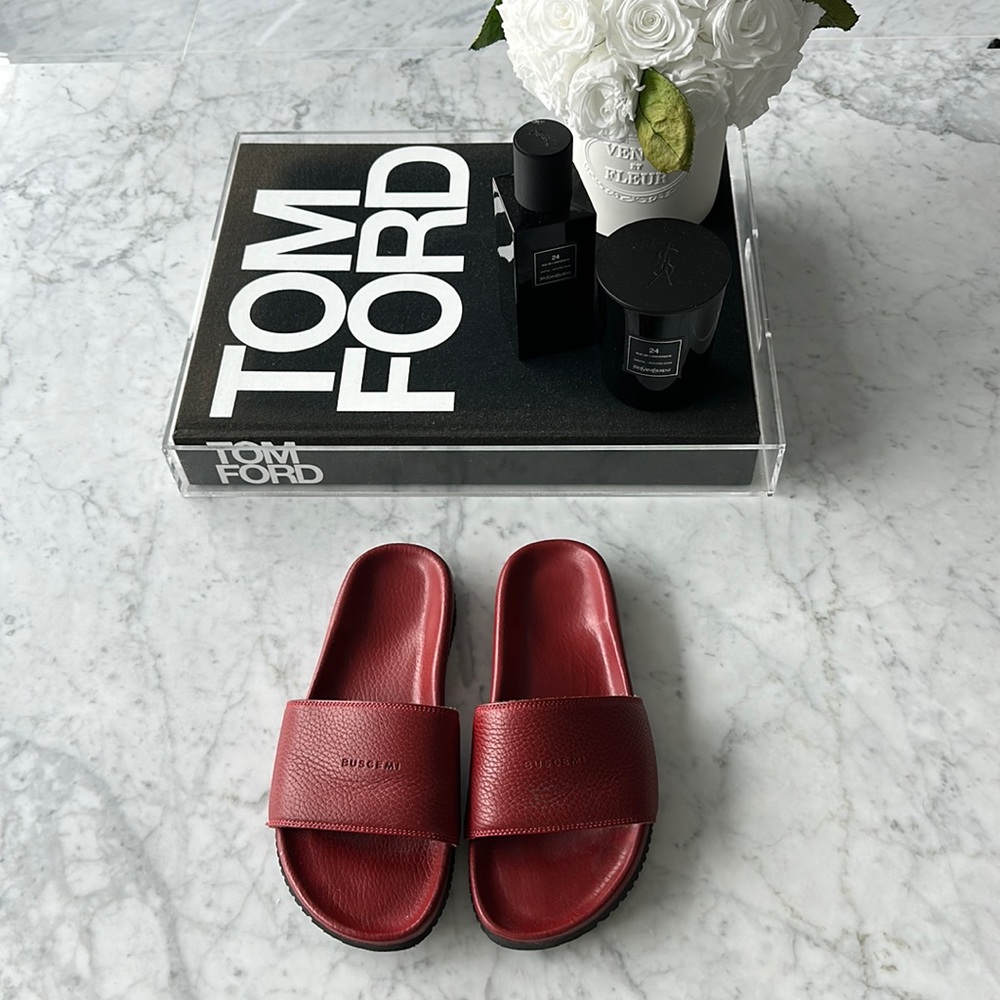 Buscemi Red leather women’s slides